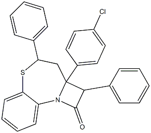 2a-(4-chlorophenyl)-2,4-diphenyl-2,2a,3,4-tetrahydro-1H-azeto[2,1-d][1,5]benzothiazepin-1-one Struktur