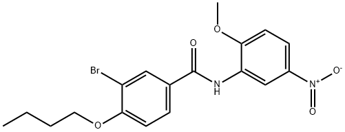 3-bromo-4-butoxy-N-(2-methoxy-5-nitrophenyl)benzamide Struktur