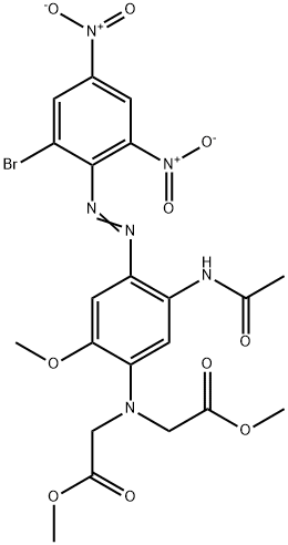 dimethyl 2,2'-({5-acetamido-4-[(2-bromo-4,6-dinitrophenyl)diazenyl]-2-methoxyphenyl}imino)diacetate Struktur