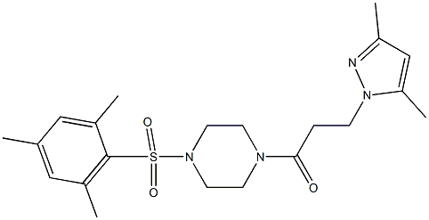 1-[3-(3,5-dimethyl-1H-pyrazol-1-yl)propanoyl]-4-(mesitylsulfonyl)piperazine Struktur