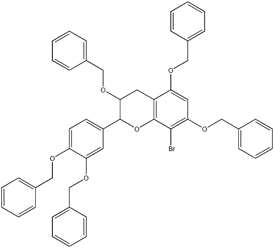 3,5,7-tris(benzyloxy)-2-[3,4-bis(benzyloxy)phenyl]-8-bromochromane Struktur