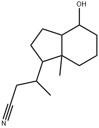 3-(4-Hydroxy-7a-methyl-octahydro-inden-1-yl)-butyronitrile Struktur