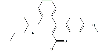 2-Ethylhexyl-2-cyano-3-(4-methoxyphenyl)-3-phenylprop-2-enoate Struktur