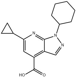 1-cyclohexyl-6-cyclopropyl-1H-pyrazolo[3,4-b]pyridine-4-carboxylic acid Struktur