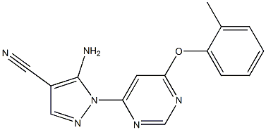 5-amino-1-[6-(2-methylphenoxy)-4-pyrimidinyl]-1H-pyrazole-4-carbonitrile Struktur