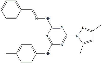 benzaldehyde [4-(3,5-dimethyl-1H-pyrazol-1-yl)-6-(4-toluidino)-1,3,5-triazin-2-yl]hydrazone Struktur