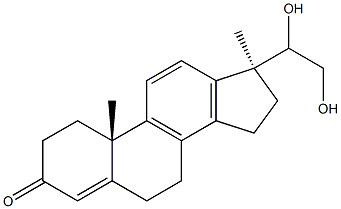 20,21-dihydroxy-17-methyl-18-norpregna-4,8,11,13-tetraen-3-one Struktur