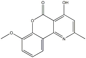 4-hydroxy-7-methoxy-2-methyl-5H-1-benzopyrano(4,3-b)pyridin-5-one Struktur