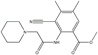 methyl-2-(2-(piperidino)acetamido)-3-cyano-4,5-dimethylbenzoate Struktur