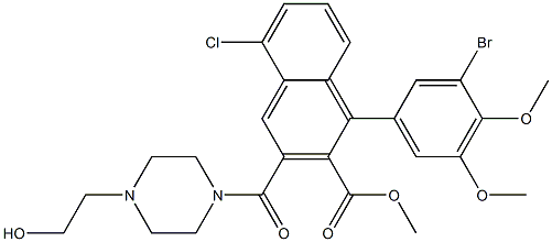 1-(3-bromo-4,5-dimethoxyphenyl)-5-chloro-3-(4-(2-hydroxyethyl)-1-piperazinylcarbonyl)-2-(methoxycarbonyl)naphthalene Struktur