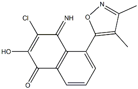 3-chloro-2-hydroxy-(3,4-dimethyl-5-isoxazolyl)-1,4-naphthoquinon-4-imine Struktur