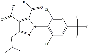 1-[2,6-DICHLORO-4-(TRIFLUOROMETHYL)PHENYL]-3-(2-METHYLPROPYL)-4-NITRO-1H-PYRAZOLE-5-CARBOXYLICACID Struktur