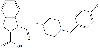 1-{[4-(4-CHLOROBENZYL)PIPERAZIN-1-YL]ACETYL}INDOLINE-2-CARBOXYLIC ACID Struktur