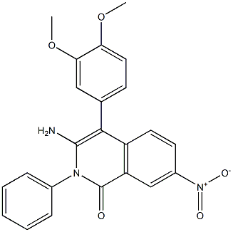 3-amino-4-(3,4-dimethoxyphenyl)-7-nitro-2-phenyl-1,2-dihydroisoquinolin-1-one Struktur