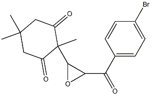 2-[3-(4-bromobenzoyl)oxiran-2-yl]-2,5,5-trimethylcyclohexane-1,3-dione Struktur