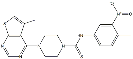 N1-(4-methyl-3-nitrophenyl)-4-(5-methylthieno[2,3-d]pyrimidin-4-yl)piperazine-1-carbothioamide Struktur