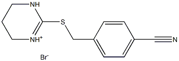 2-[(4-cyanobenzyl)thio]-1,4,5,6-tetrahydropyrimidin-3-ium bromide Struktur