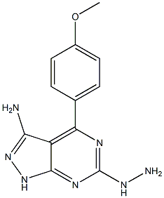 6-hydrazino-4-(4-methoxyphenyl)-1H-pyrazolo[3,4-d]pyrimidin-3-amine Struktur