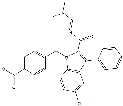 5-chloro-N-[(E)-(dimethylamino)methylidene]-1-(4-nitrobenzyl)-3-phenyl-1H-indole-2-carboxamide Struktur