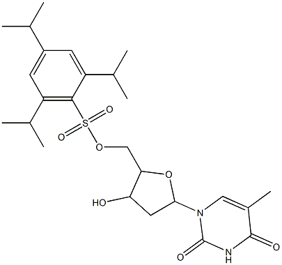 {3-hydroxy-5-[5-methyl-2,4-dioxo-3,4-dihydropyrimidin-1(2H)-yl]tetrahydrofuran-2-yl}methyl 2,4,6-triisopropylbenzenesulfonate Struktur