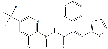 (E)-N'-[3-chloro-5-(trifluoromethyl)-2-pyridinyl]-N'-methyl-2-phenyl-3-(2-thienyl)-2-propenohydrazide Struktur