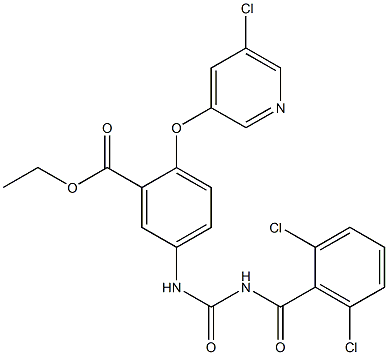 ethyl 2-[(5-chloro-3-pyridyl)oxy]-5-({[(2,6-dichlorobenzoyl)amino]carbonyl}amino)benzoate Struktur