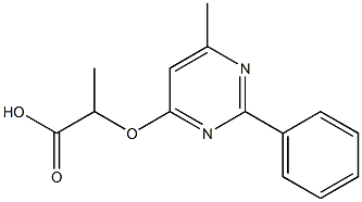 2-[(6-methyl-2-phenyl-4-pyrimidinyl)oxy]propanoic acid Struktur