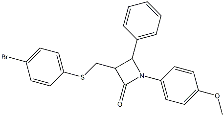 3-{[(4-bromophenyl)sulfanyl]methyl}-1-(4-methoxyphenyl)-4-phenyl-2-azetanone Struktur