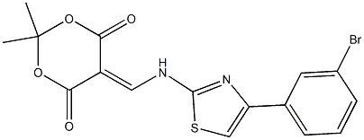 5-({[4-(3-bromophenyl)-1,3-thiazol-2-yl]amino}methylene)-2,2-dimethyl-1,3-dioxane-4,6-dione Struktur