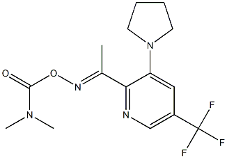 N-{[(dimethylamino)carbonyl]oxy}-N-{(E)-1-[3-(1-pyrrolidinyl)-5-(trifluoromethyl)-2-pyridinyl]ethylidene}amine Struktur