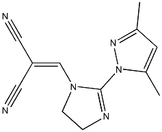 2-{[2-(3,5-dimethyl-1H-pyrazol-1-yl)-4,5-dihydro-1H-imidazol-1-yl]methylidene}malononitrile Struktur