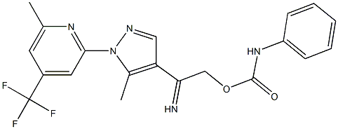 2-(4-{[(anilinocarbonyl)oxy]ethanimidoyl}-5-methyl-1H-pyrazol-1-yl)-6-methyl-4-(trifluoromethyl)pyridine Struktur