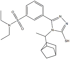 3-[4-(1-Bicyclo[2.2.1]hept-2-yl-ethyl)-5-mercapto-4H-[1,2,4]triazol-3-yl]-N,N-diethyl-benzenesulfonamide Struktur