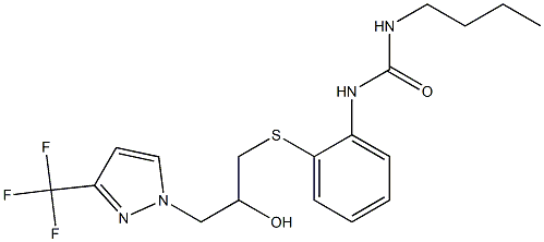 N-butyl-N'-[2-({2-hydroxy-3-[3-(trifluoromethyl)-1H-pyrazol-1-yl]propyl}thio)phenyl]urea Struktur