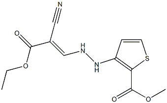 methyl 3-[2-(2-cyano-3-ethoxy-3-oxoprop-1-enyl)hydrazino]thiophene-2-carboxylate Struktur