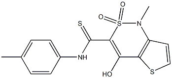 4-hydroxy-1-methyl-N-(4-methylphenyl)-2,2-dioxo-1,2-dihydro-2lambda~6~-thieno[3,2-c][1,2]thiazine-3-carbothioamide Struktur