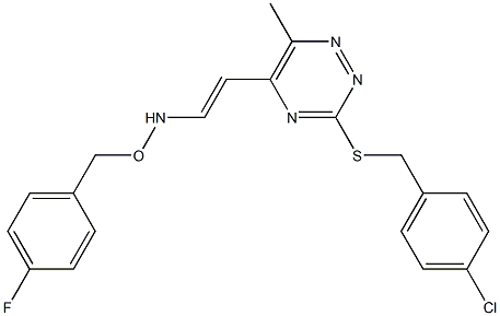 N-(2-{3-[(4-chlorobenzyl)sulfanyl]-6-methyl-1,2,4-triazin-5-yl}vinyl)-O-(4-fluorobenzyl)hydroxylamine Struktur