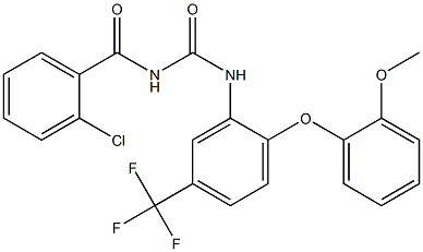 N-(2-chlorobenzoyl)-N'-[2-(2-methoxyphenoxy)-5-(trifluoromethyl)phenyl]urea Struktur