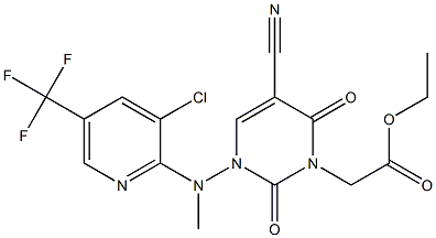 ethyl 2-[3-[[3-chloro-5-(trifluoromethyl)-2-pyridinyl](methyl)amino]-5-cyano-2,6-dioxo-3,6-dihydro-1(2H)-pyrimidinyl]acetate Struktur