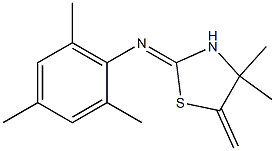 N1-(4,4-dimethyl-5-methylidene-1,3-thiazolan-2-yliden)-2,4,6-trimethylaniline Struktur