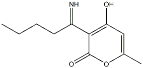 4-hydroxy-6-methyl-3-(propylethanimidoyl)-2H-pyran-2-one Struktur