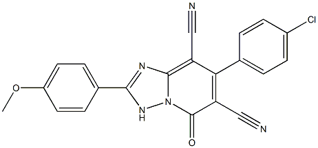 7-(4-chlorophenyl)-2-(4-methoxyphenyl)-5-oxo-3,5-dihydro[1,2,4]triazolo[1,5-a]pyridine-6,8-dicarbonitrile Struktur