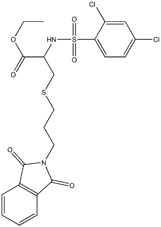 ethyl 2-{[(2,4-dichlorophenyl)sulfonyl]amino}-3-{[3-(1,3-dioxo-1,3-dihydro-2H-isoindol-2-yl)propyl]sulfanyl}propanoate Struktur