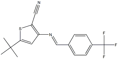 5-(tert-butyl)-3-{[4-(trifluoromethyl)benzylidene]amino}thiophene-2-carboni trile Struktur