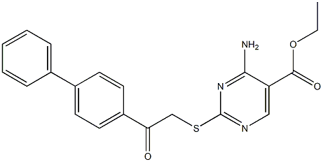 ethyl 4-amino-2-[(2-[1,1'-biphenyl]-4-yl-2-oxoethyl)thio]pyrimidine-5-carboxylate Struktur