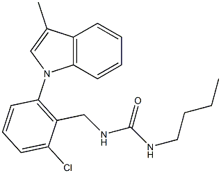 N-butyl-N'-[2-chloro-6-(3-methyl-1H-indol-1-yl)benzyl]urea Struktur