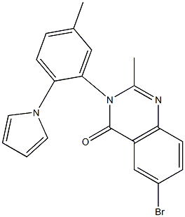 6-bromo-2-methyl-3-[5-methyl-2-(1H-pyrrol-1-yl)phenyl]-3,4-dihydroquinazolin-4-one Struktur