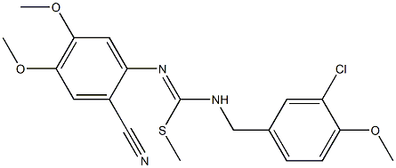 1-{[(Z)-[(3-chloro-4-methoxybenzyl)amino](methylsulfanyl)methylidene]amino}-2-cyano-4,5-dimethoxybenzene Struktur