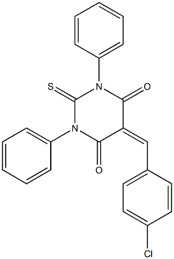 5-(4-chlorobenzylidene)-1,3-diphenyl-2-thioxohexahydropyrimidine-4,6-dione Struktur