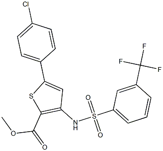 methyl 5-(4-chlorophenyl)-3-({[3-(trifluoromethyl)phenyl]sulfonyl}amino)thiophene-2-carboxylate Struktur